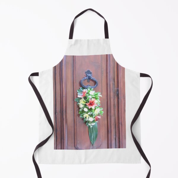 Item preview, Decorative Floral Arrangement Hanging on Wooden Door With Metal Knocker Welcoming Entrance designed and sold by Nmallia.