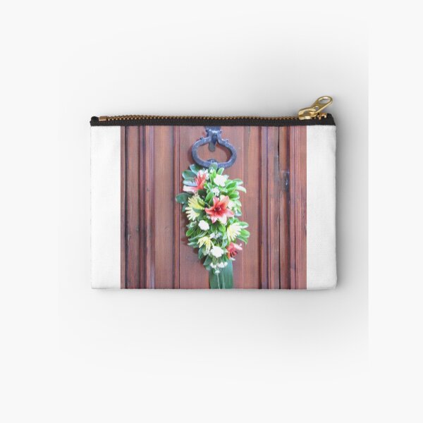 Item preview, Decorative Floral Arrangement Hanging on Wooden Door With Metal Knocker Welcoming Entrance designed and sold by Nmallia.