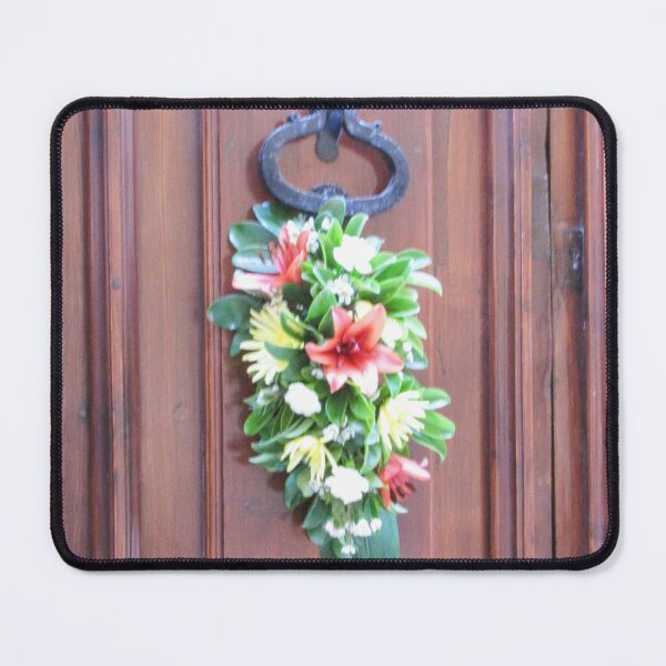 Item preview, Decorative Floral Arrangement Hanging on Wooden Door With Metal Knocker Welcoming Entrance designed and sold by Nmallia.