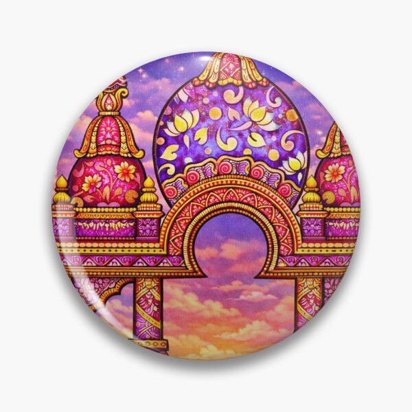 Item preview, Vibrant Indian Temple Arch with Lotus Pond – Colorful Spiritual Architecture Art designed and sold by Srishti Khaiwal.
