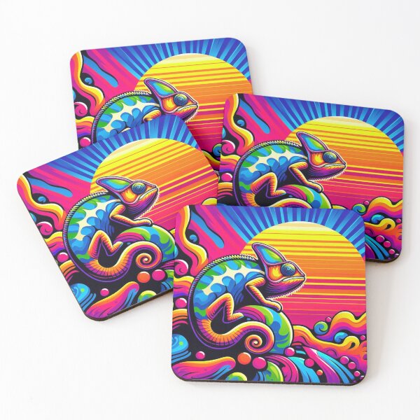 Item preview, neon  Chameleon – Vibrant Sunset Emblem Design designed and sold by Dogandesighn.