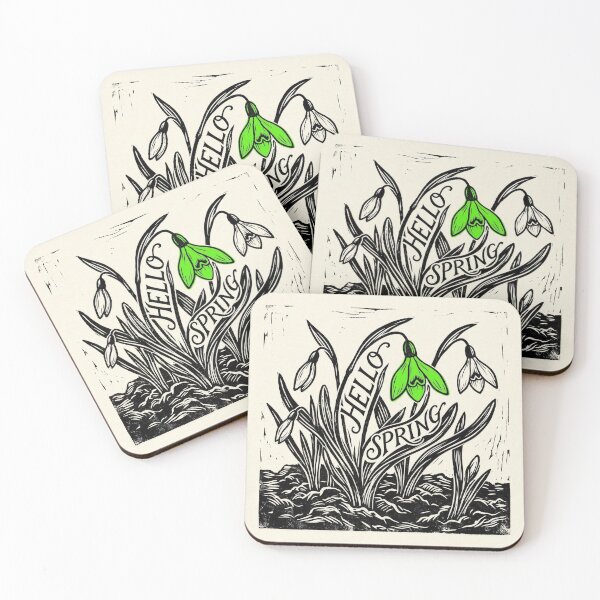 Item preview, Snowdrops Hello Spring Elegant Linocut Botanical designed and sold by ryanguas.