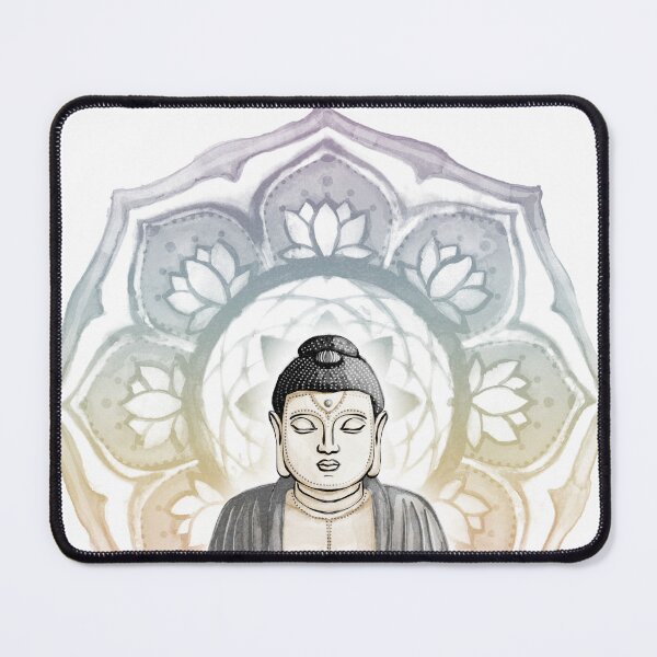 Item preview, Buddha Padma Watercolor - Fawn Coal Slate - Rainbow Sunset Halo designed and sold by Irene Estelle.