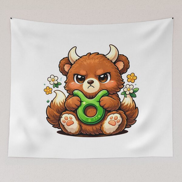 Item preview, Cute Taurus Zodiac Chibi Sticker — Kawaii Grumpy Bear Astrology Art designed and sold by MarchyStudio.