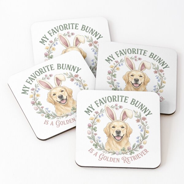 Item preview, Golden Retriever Bunny Ears Easter Flower Wreath designed and sold by TAVINECOM.