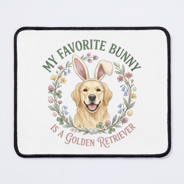 Item preview, Golden Retriever Bunny Ears Easter Flower Wreath designed and sold by TAVINECOM.