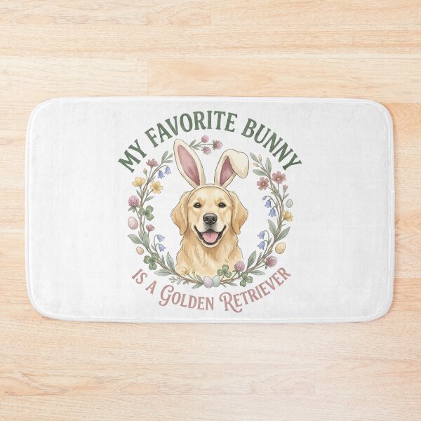 Item preview, Golden Retriever Bunny Ears Easter Flower Wreath designed and sold by TAVINECOM.