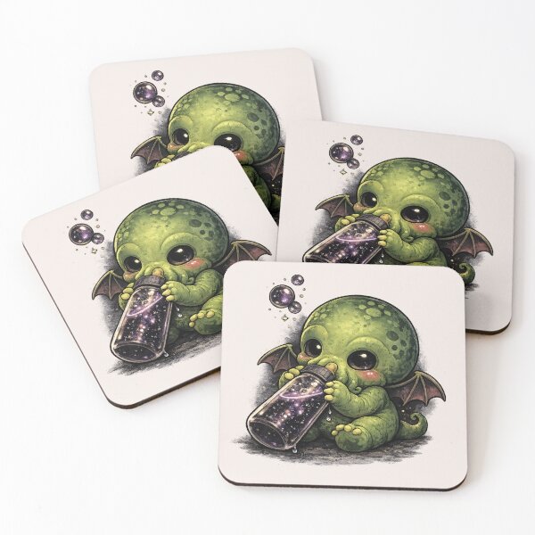 Item preview, Baby Cthulhu Drinking a Bottle – Dark Cute Lovecraftian Baby Monster designed and sold by Creep-elina.