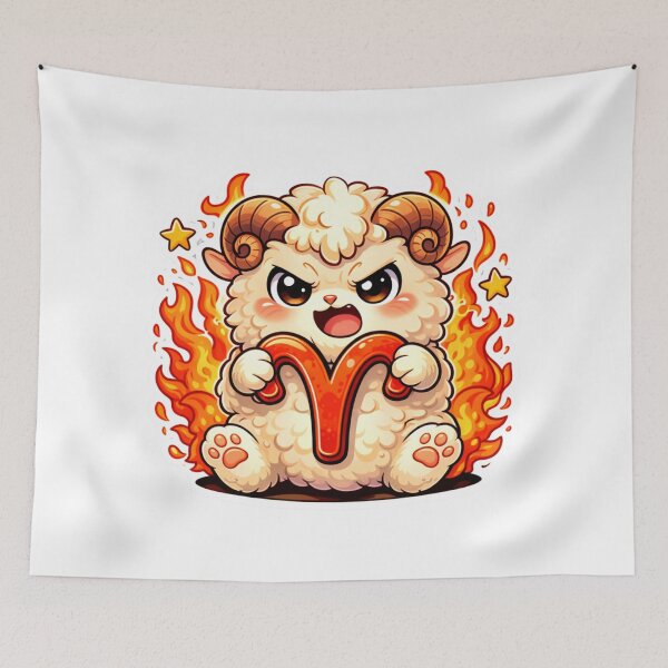 Item preview, Cute Aries Zodiac Chibi Sticker — Kawaii Angry Ram Fire Astrology Art designed and sold by MarchyStudio.
