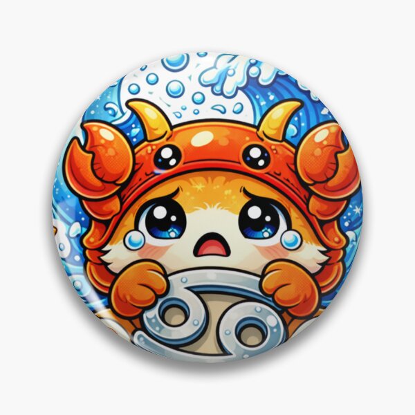 Artikelvorschau, Niedlicher Krebs-Chibi-Sticker – Kawaii-Astrologie-Kunst mit weinendem Krebsmond entworfen und verkauft von MarchyStudio.