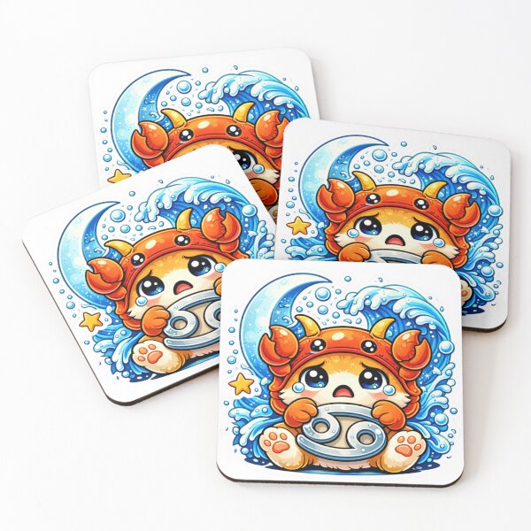 Item preview, Cute Cancer Zodiac Chibi Sticker — Kawaii Crying Crab Moon Astrology Art designed and sold by MarchyStudio.