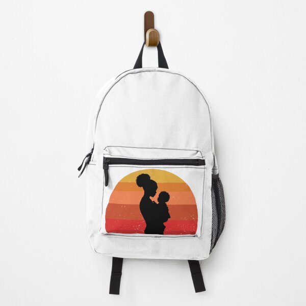 Item preview, Black mom holding a baby retro sunset design designed and sold by GiraffeandStuff.