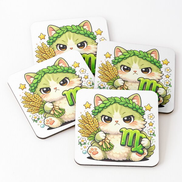 Item preview, Cute Virgo Zodiac Chibi Sticker — Kawaii Grumpy Cat Harvest Astrology Art designed and sold by MarchyStudio.
