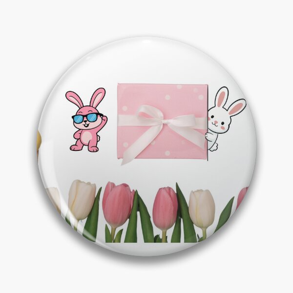 Artikelvorschau, Der Geschenkmagnet „Niedlicher Osterhase schaut hervor“ fängt die verspielten Hasen, die Geschenkbox, die Eier und die Tulpen Ihres Designs perfekt ein. entworfen und verkauft von ExclusiveMerchStudio.