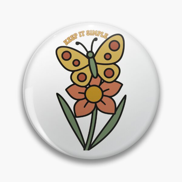 Item preview, Keep it Simple - Retro Vintage Butterfly & Flower Art designed and sold by The Bold Line Studio.