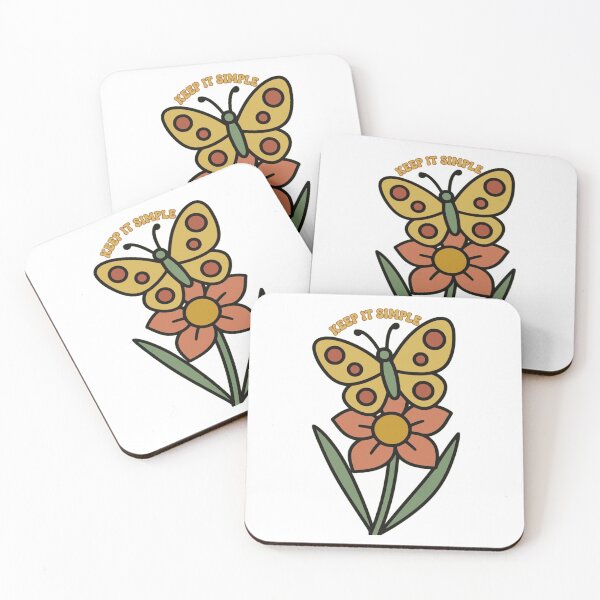 Item preview, Keep it Simple - Retro Vintage Butterfly & Flower Art designed and sold by The Bold Line Studio.