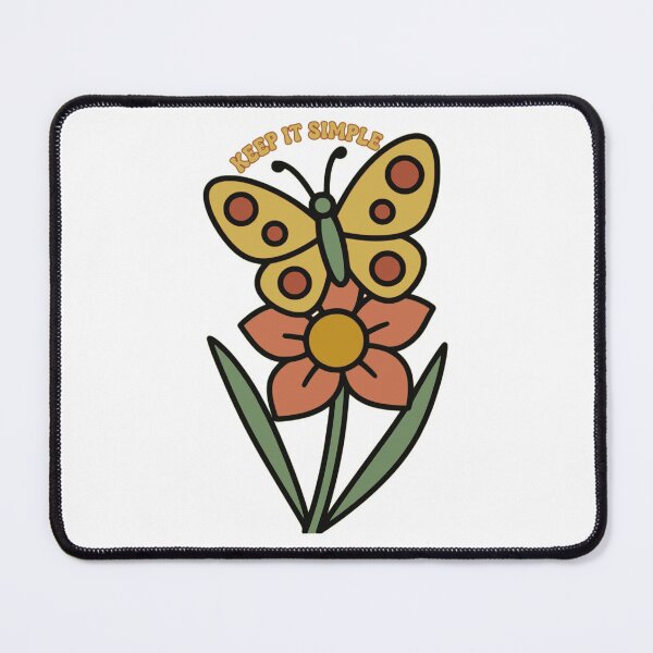Item preview, Keep it Simple - Retro Vintage Butterfly & Flower Art designed and sold by The Bold Line Studio.