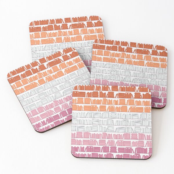 Item preview, Subtle Lesbian Pride Flag Orange White Pink Bookshelves Pattern White Background designed and sold by winterpumpkin.