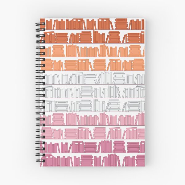 Item preview, Subtle Lesbian Pride Flag Orange White Pink Bookshelves Pattern White Background designed and sold by winterpumpkin.
