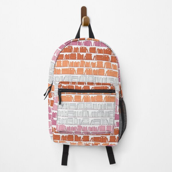 Item preview, Subtle Lesbian Pride Flag Orange White Pink Bookshelves Pattern White Background designed and sold by winterpumpkin.