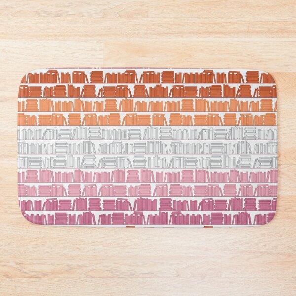 Item preview, Subtle Lesbian Pride Flag Orange White Pink Bookshelves Pattern White Background designed and sold by winterpumpkin.