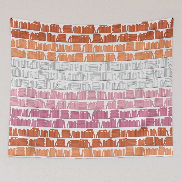 Item preview, Subtle Lesbian Pride Flag Orange White Pink Bookshelves Pattern White Background designed and sold by winterpumpkin.