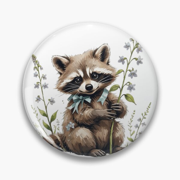 Item preview, Cute Woodland Raccoon Floral Illustration designed and sold by AQUILAKREO.