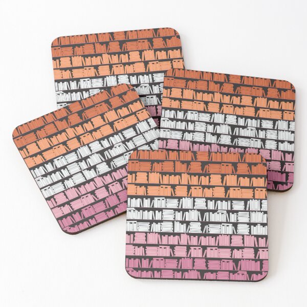 Item preview, Subtle Lesbian Pride Flag Orange White Pink Bookshelves Pattern Black Background designed and sold by winterpumpkin.