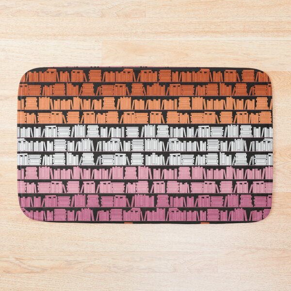 Item preview, Subtle Lesbian Pride Flag Orange White Pink Bookshelves Pattern Black Background designed and sold by winterpumpkin.