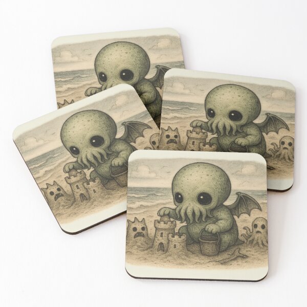 Item preview, Baby Cthulhu on the beach - Vintage style designed and sold by Creep-elina.