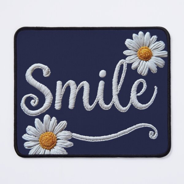 Item preview, Embroidered Daisy Smile – Floral Cursive Typography Graphic designed and sold by sanorastyle.