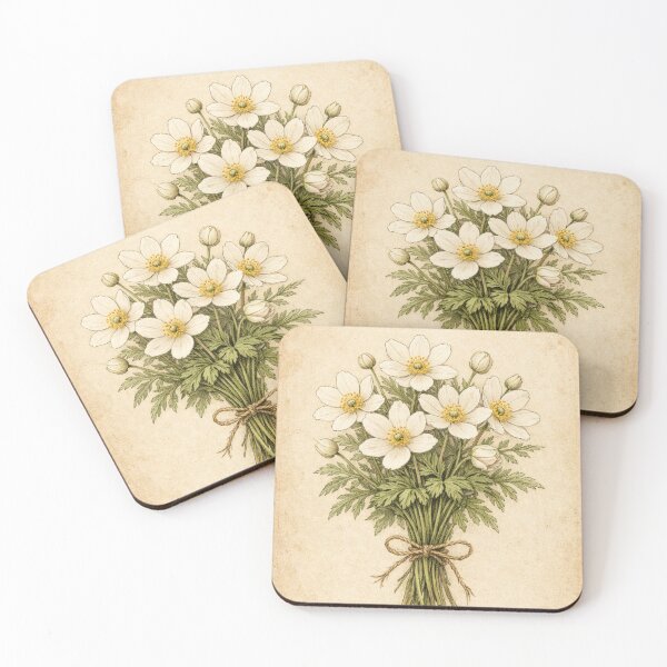 Aperçu de l'œuvre Illustration botanique vintage d'un bouquet d'anémones - Estampe botanique ancienne de fleurs sauvages créée et vendue par Darlin8888.