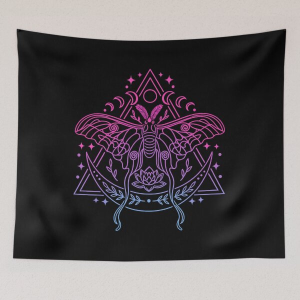 Item preview, Neon Lunar Moth Design, Celestial Line Art Graphic, Witchy Moon Phase Illustration, Boho Mystic Insect Aesthetic designed and sold by SezzyDesigns.