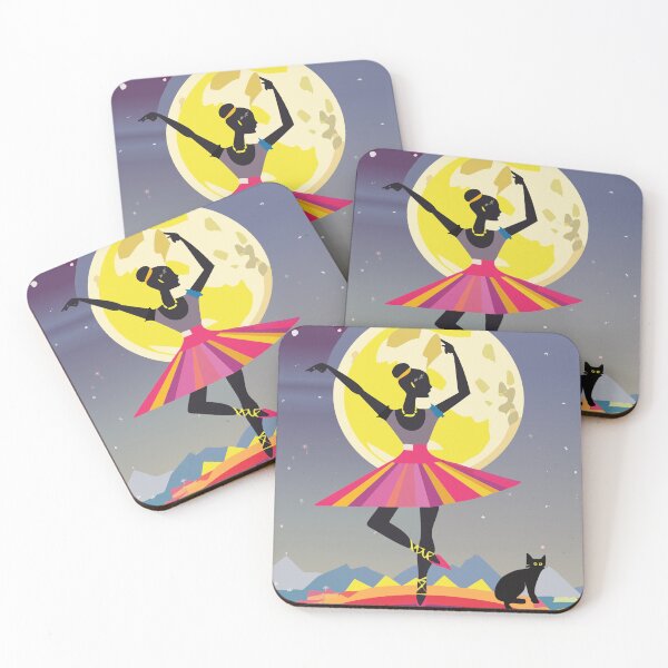 Item preview, Rainbow Moon Ballet Girl Cat Illustration Night designed and sold by VISO-art.