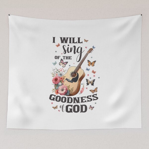 Item preview, Christian Floral Guitar I Will Sing of The Goodness of God designed and sold by SethHHoward.
