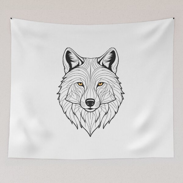 Item preview, Minimalist Wolf Line Art – Modern Symmetrical Animal Design - 3 designed and sold by RELAX STATION.