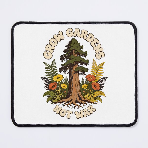 Item preview, Vintage Sequoia Grow Gardens Not War Anti War Botanical Art designed and sold by ConcienciaEco.