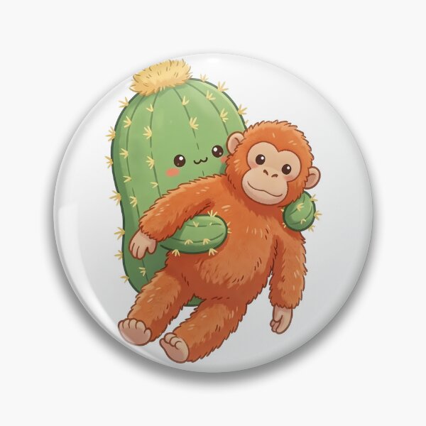 Item preview, Punch Monkey - Cute Cactus Hugging Orange Plush designed and sold by ConcienciaEco.