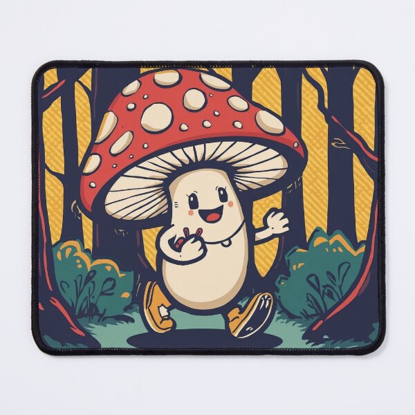 Item preview, Happy Lil Mushroom Guy Walking in the Woods designed and sold by Retro-Bloom.