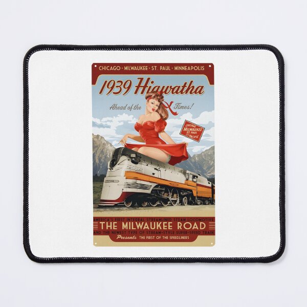 Item preview, Vintage 1939 Hiawatha Milwaukee Road Steam Locomotive Pin-up Art designed and sold by CharlieDesings.