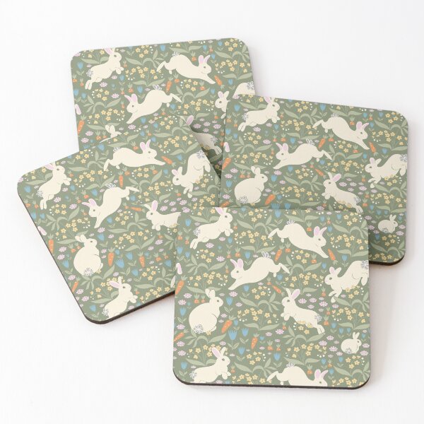 Item preview, Country rabbits - vintage floral bunny garden pattern designed and sold by Carrot Faery Art.