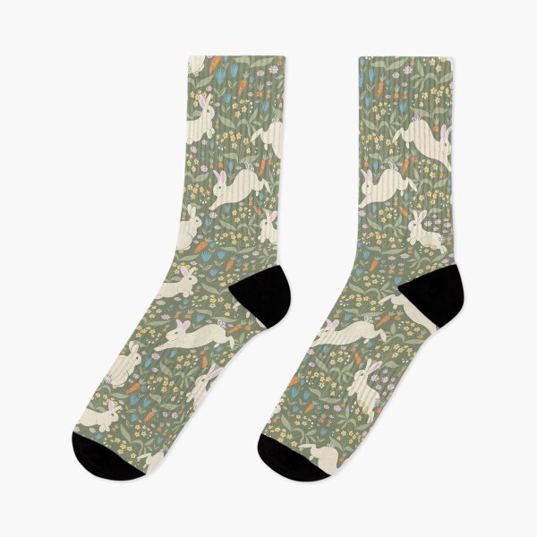 Item preview, Country rabbits - vintage floral bunny garden pattern designed and sold by Carrot Faery Art.