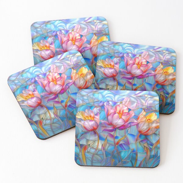 Item preview, Tuulips blossom stained glass art designed and sold by MargaretWiktor.