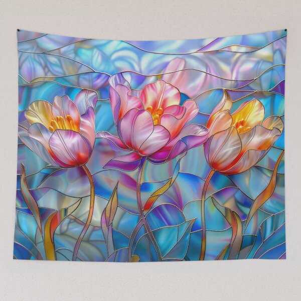Item preview, Tuulips blossom stained glass art designed and sold by MargaretWiktor.