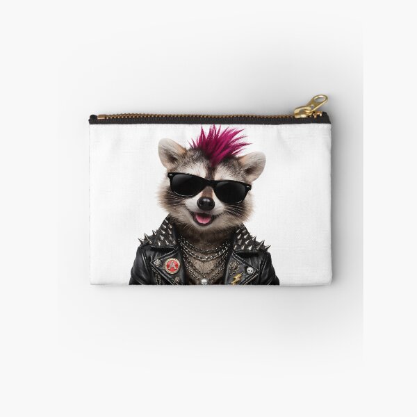 Item preview, Meet the punkest trash panda around. This rebellious raccoon rocks a bright mohawk, studded leather jacket, chains, and sunglasses with zero concern for the rules. designed and sold by PIXEL POP DESIGNS - Beyond the Norm!.