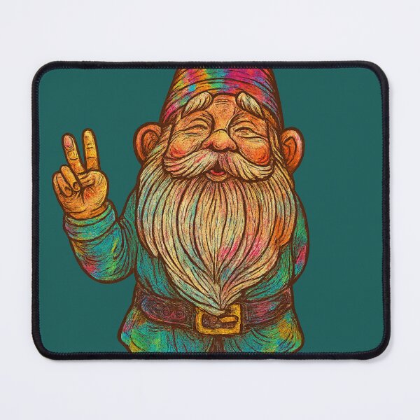 Item preview, Colorful Peace Gnome Design, Hippie Garden Gnome Art, Retro Boho Fantasy Illustration, Whimsical Psychedelic Gnome designed and sold by SezzyDesigns.