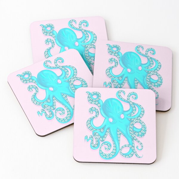 Item preview, Cute Turquoise Octopus - Cute Pink Aesthetic Sea Creature designed and sold by MFGB-Creations.