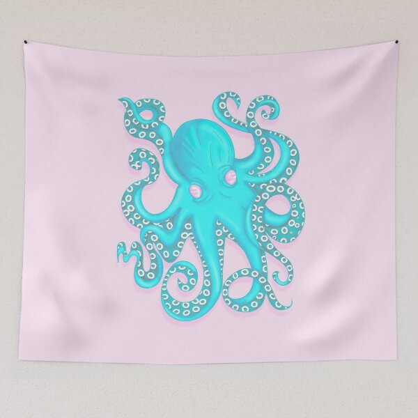 Item preview, Cute Turquoise Octopus - Cute Pink Aesthetic Sea Creature designed and sold by MFGB-Creations.