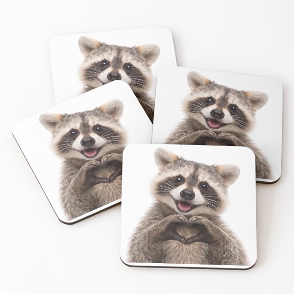 Item preview, Send a little love from the cutest trash panda around. This adorable raccoon forms a heart with its paws and flashes a happy smile, spreading wholesome woodland vibes everywhere it goes. designed and sold by PIXEL POP DESIGNS - Beyond the Norm!.
