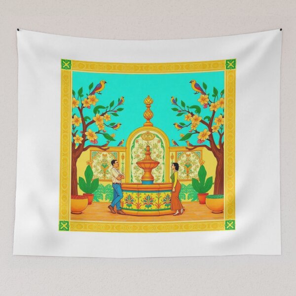 Item preview, Classic Mexican Folk Art - Meeting at the Fountain designed and sold by VizualBites.